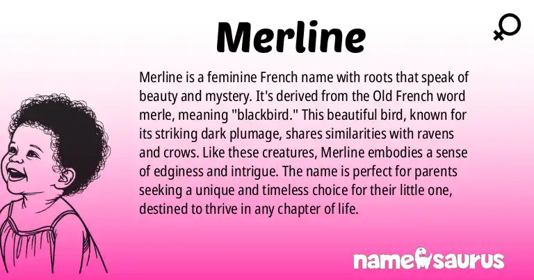 Infographic about Merline name meaning, Merline is a name from French origin(s).