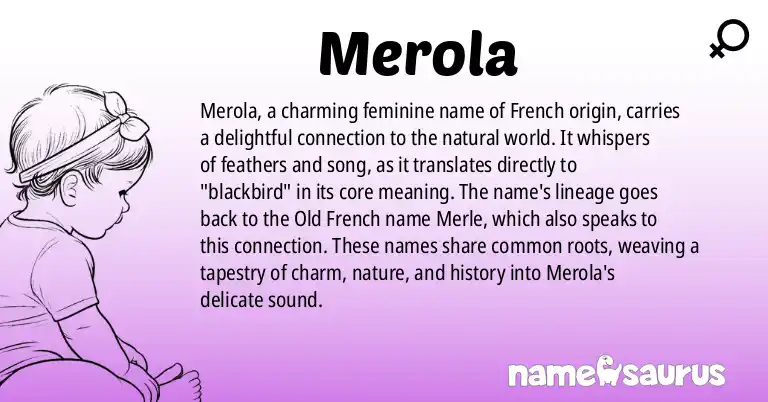 Infographic about Merola name meaning, Merola is a name from French origin(s).