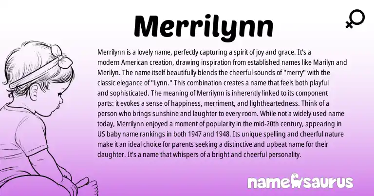Infographic about Merrilynn name meaning, Merrilynn is a name from English origin(s).