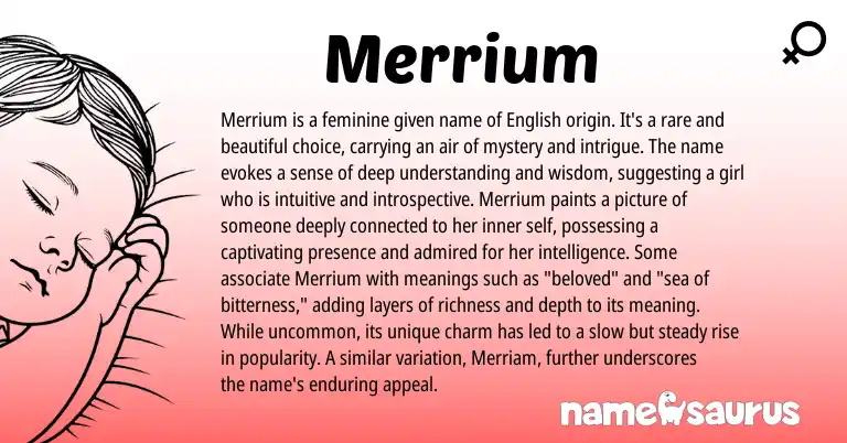 Infographic about Merrium name meaning, Merrium is a name from English origin(s).