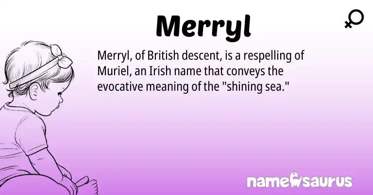 Infographic about Merryl name meaning, Merryl is a name from Irish, British origin(s).
