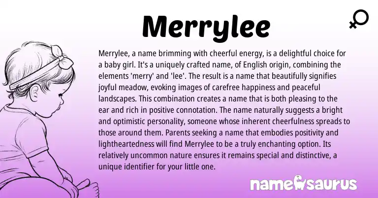 Infographic about Merrylee name meaning, Merrylee is a name from English origin(s).