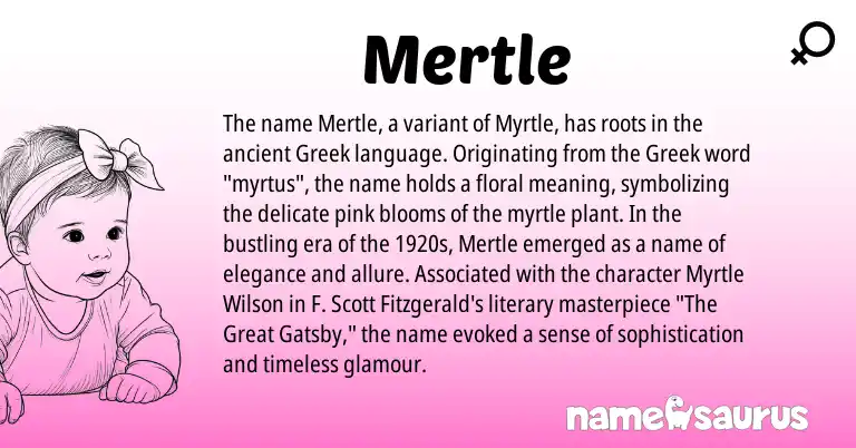 Infographic about Mertle name meaning, Mertle is a name from Greek origin(s).