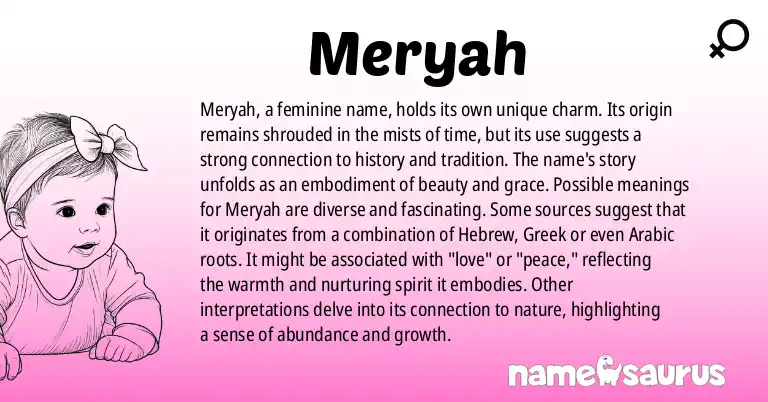 Infographic about Meryah name meaning, Meryah is a name from N/A origin(s).