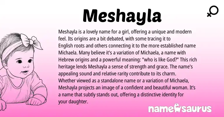 Infographic about Meshayla name meaning, Meshayla is a name from Hebrew origin(s).