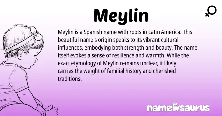 Infographic about Meylin name meaning, Meylin is a name from Spanish (Latin American) origin(s).