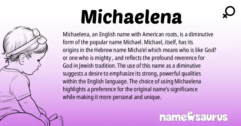 Infographic about Michaelena name meaning, Michaelena is a name from English (American) origin(s).