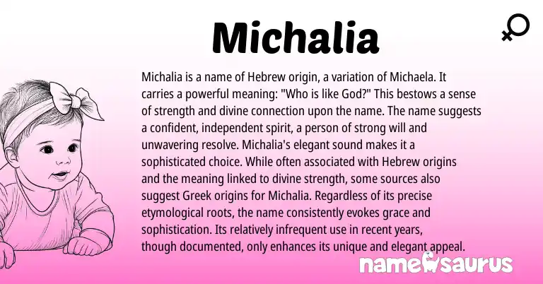 Infographic about Michalia name meaning, Michalia is a name from Hebrew origin(s).