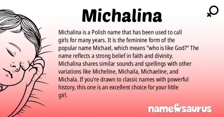 Infographic about Michalina name meaning, Michalina is a name from Polish origin(s).