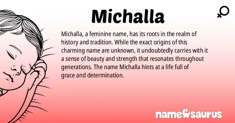 Infographic about Michalla name meaning, Michalla is a name from N/A origin(s).