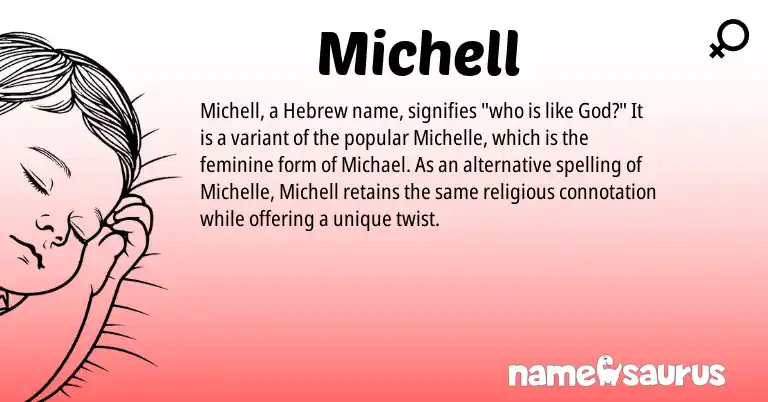 Infographic about Michell name meaning, Michell is a name from Hebrew origin(s).