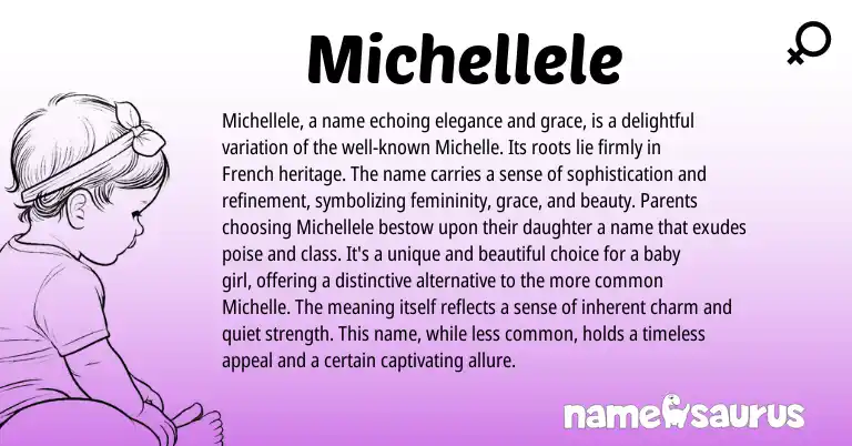 Infographic about Michellele name meaning, Michellele is a name from French origin(s).