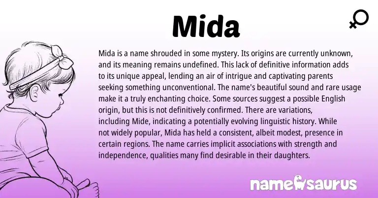 Infographic about Mida name meaning, Mida is a name from Other origin(s).