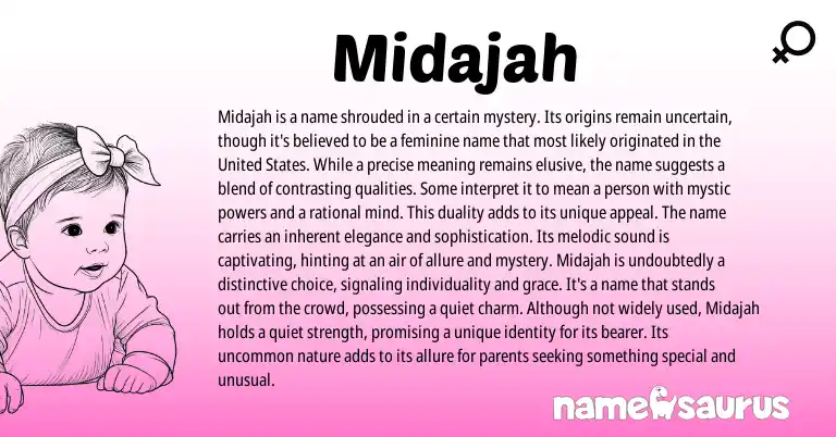 Infographic about Midajah name meaning, Midajah is a name from English, Other origin(s).