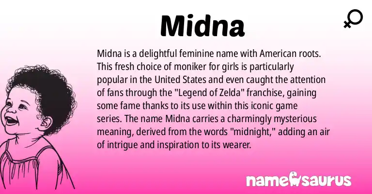 Infographic about Midna name meaning, Midna is a name from American origin(s).