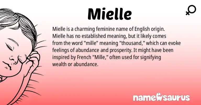 Infographic about Mielle name meaning, Mielle is a name from English origin(s).