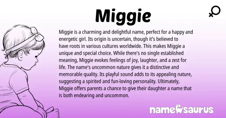 Infographic about Miggie name meaning, Miggie is a name from Other origin(s).