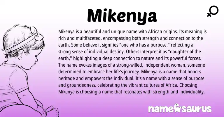 Infographic about Mikenya name meaning, Mikenya is a name from African origin(s).