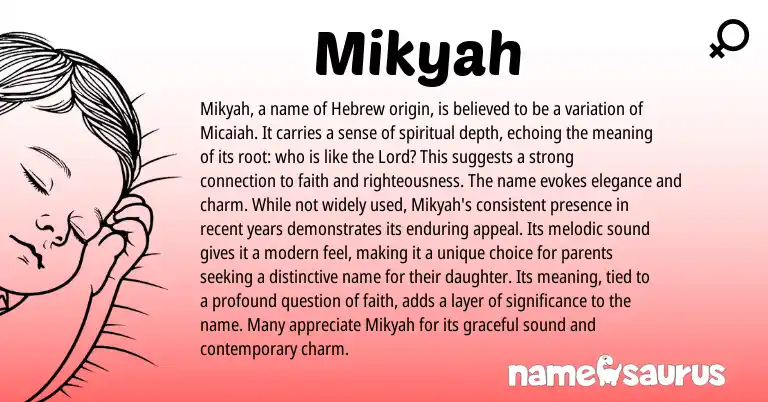 Infographic about Mikyah name meaning, Mikyah is a name from Hebrew origin(s).