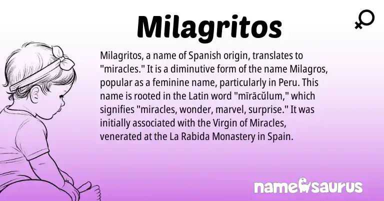 Infographic about Milagritos name meaning, Milagritos is a name from Spain, Spanish, Latin origin(s).