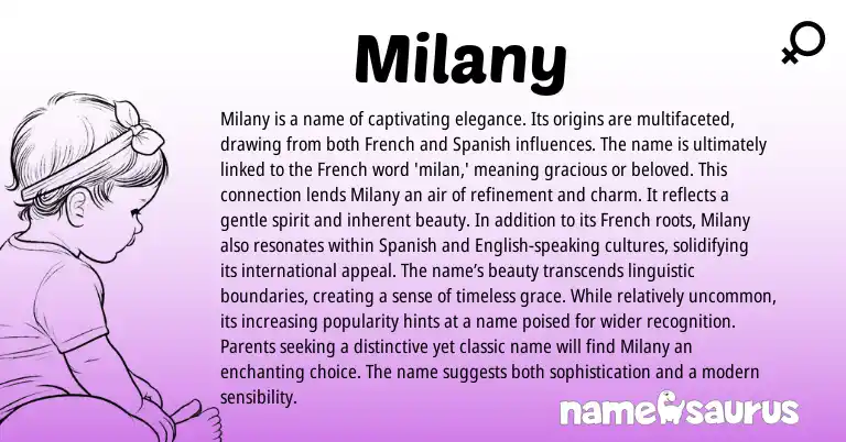 Infographic about Milany name meaning, Milany is a name from French origin(s).