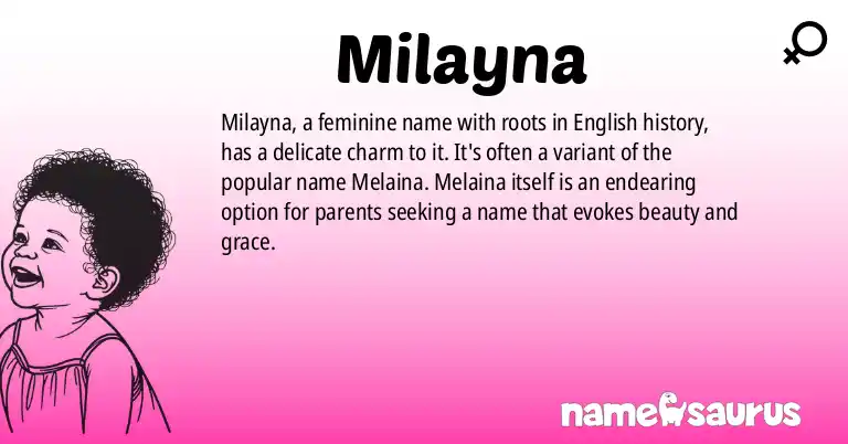 Infographic about Milayna name meaning, Milayna is a name from English origin(s).