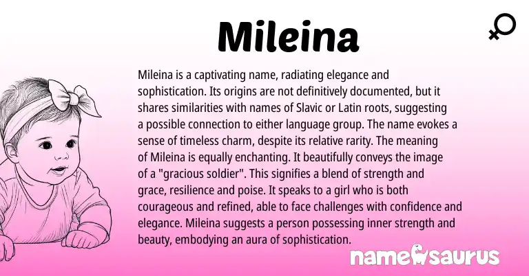 Infographic about Mileina name meaning, Mileina is a name from Latin origin(s).