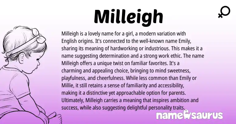 Infographic about Milleigh name meaning, Milleigh is a name from English origin(s).