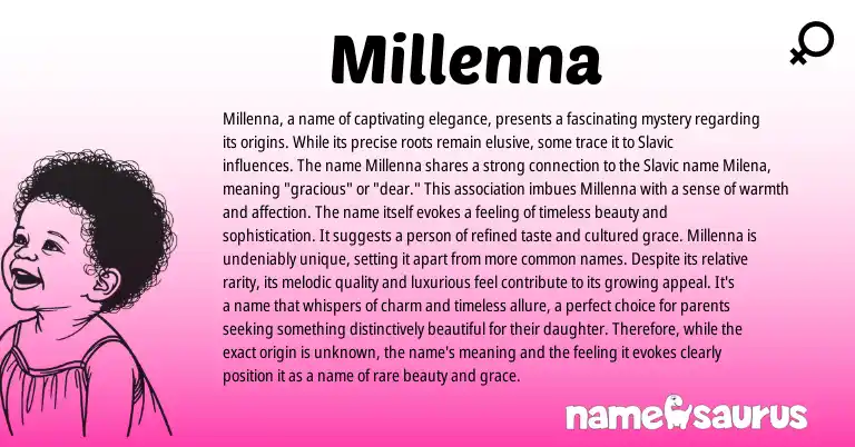Infographic about Millenna name meaning, Millenna is a name from Other origin(s).