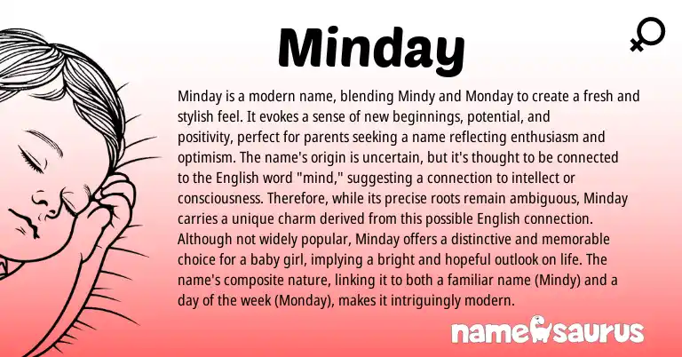 Infographic about Minday name meaning, Minday is a name from Other origin(s).