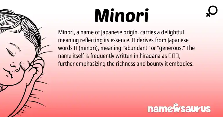 Infographic about Minori name meaning, Minori is a name from Japanese origin(s).