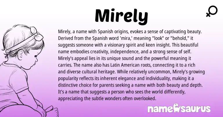 Infographic about Mirely name meaning, Mirely is a name from Spanish origin(s).