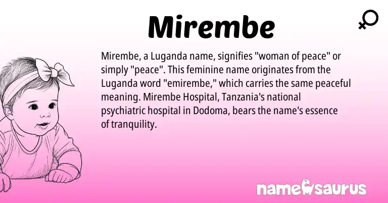 Infographic about Mirembe name meaning, Mirembe is a name from N/A origin(s).