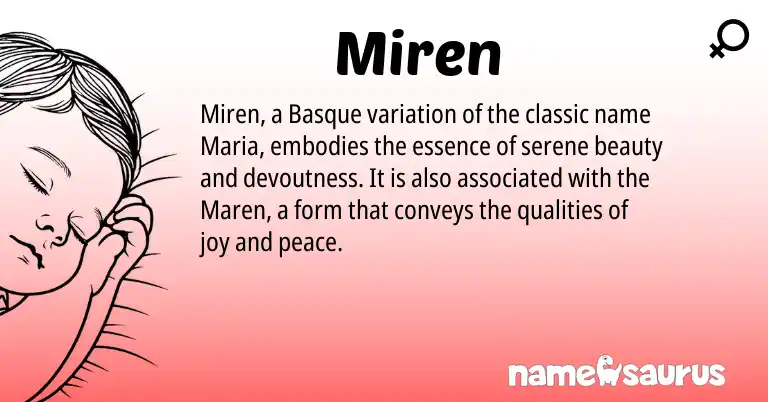 Infographic about Miren name meaning, Miren is a name from Basque origin(s).