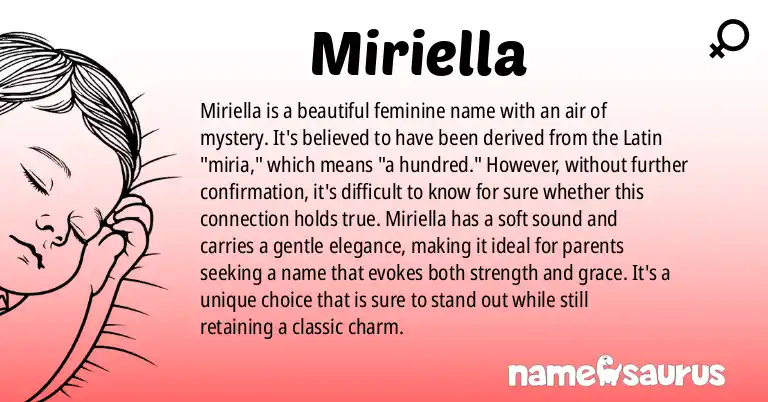 Infographic about Miriella name meaning, Miriella is a name from N/A origin(s).