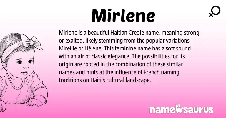 Infographic about Mirlene name meaning, Mirlene is a name from Haitian Creole origin(s).