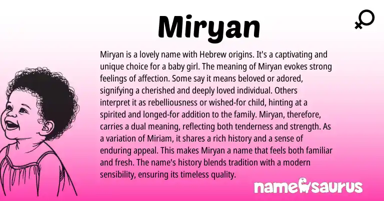 Infographic about Miryan name meaning, Miryan is a name from Hebrew origin(s).
