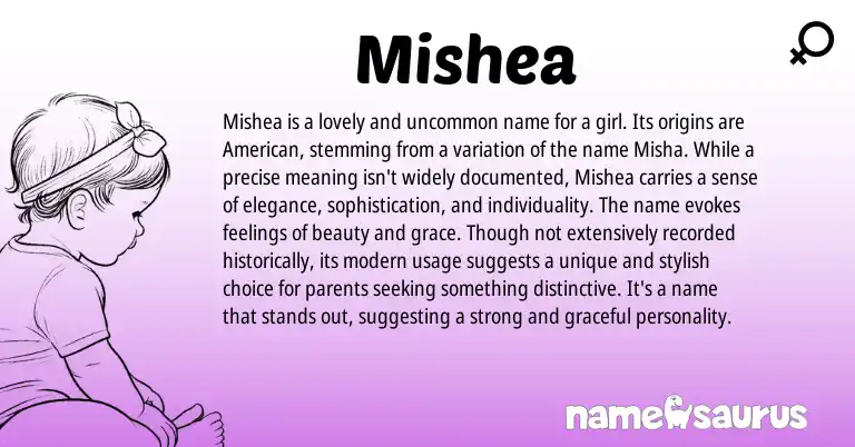 Infographic about Mishea name meaning, Mishea is a name from Other origin(s).