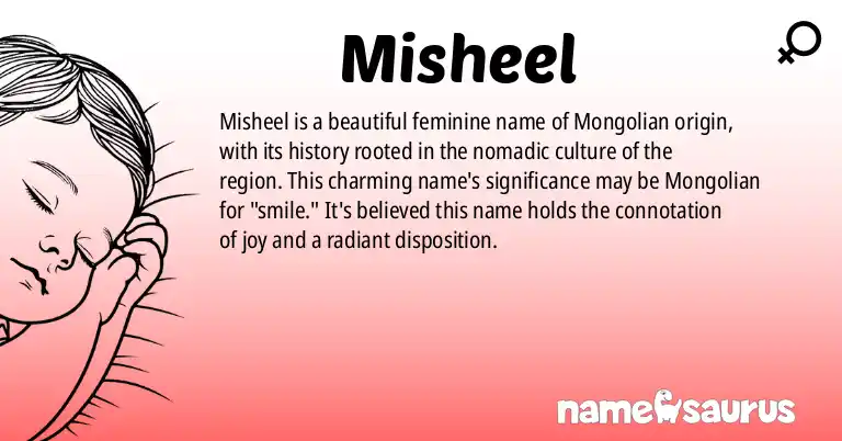 Infographic about Misheel name meaning, Misheel is a name from Mongolian origin(s).