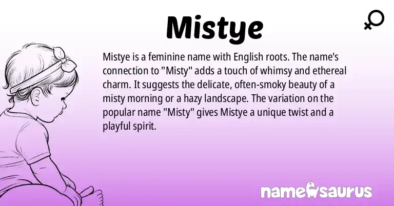 Infographic about Mistye name meaning, Mistye is a name from English origin(s).