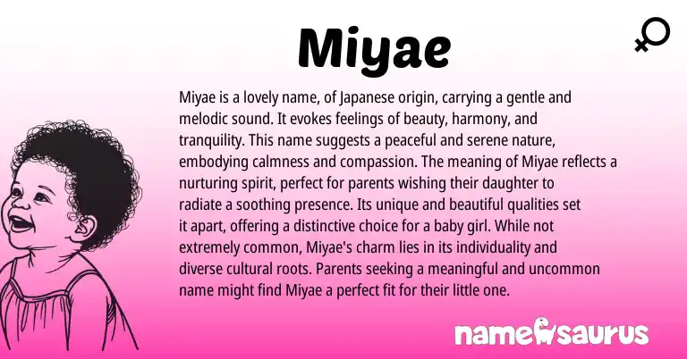 Infographic about Miyae name meaning, Miyae is a name from Japanese origin(s).