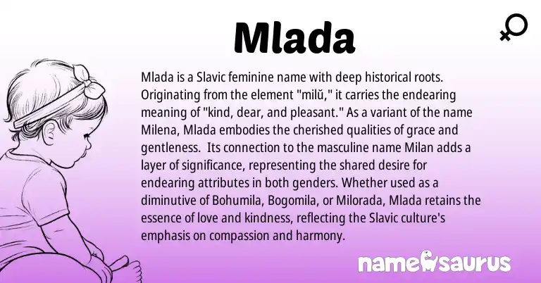Infographic about Mlada name meaning, Mlada is a name from Slavic origin(s).