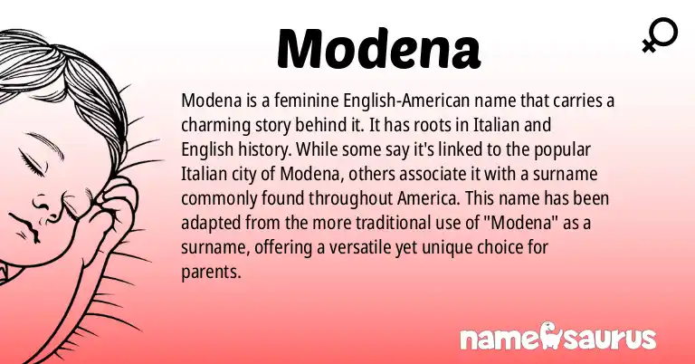 Infographic about Modena name meaning, Modena is a name from English (American) origin(s).