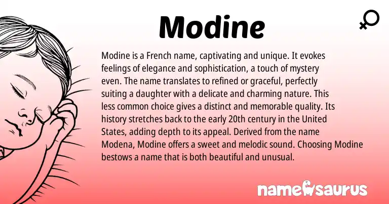 Infographic about Modine name meaning, Modine is a name from French origin(s).