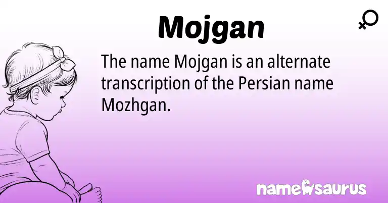 Infographic about Mojgan name meaning, Mojgan is a name from Persian origin(s).