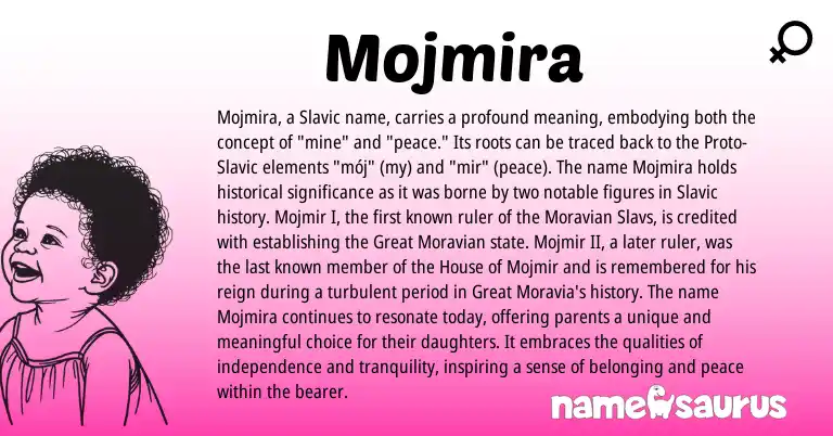 Infographic about Mojmira name meaning, Mojmira is a name from Slavic origin(s).