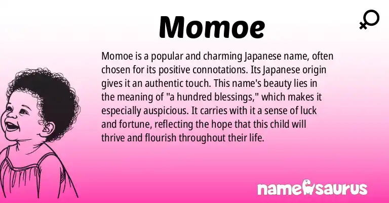 Infographic about Momoe name meaning, Momoe is a name from Japanese origin(s).