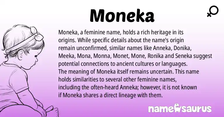 Infographic about Moneka name meaning, Moneka is a name from N/A origin(s).