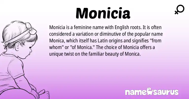 Infographic about Monicia name meaning, Monicia is a name from English origin(s).