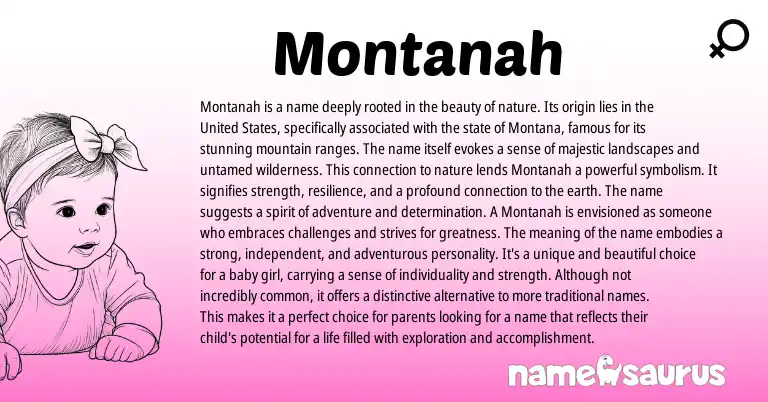 Infographic about Montanah name meaning, Montanah is a name from English origin(s).